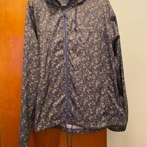 Columbia Blue Floral Pattern Windbreaker Lightweight Jacket
